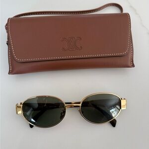 Celine Triomphe Gold Oval Sunglasses